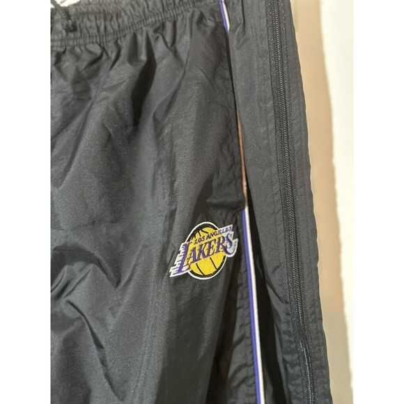 NBA Los Angeles Lakers Athletic Pants Mens Size 2XL Zip Sides Swishy Pants Black - Picture 2 of 9